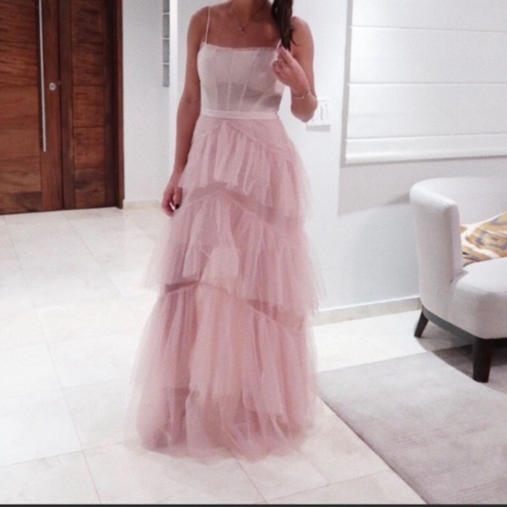 Bcbgmaxazria Oly blush pink tulle corset dress.